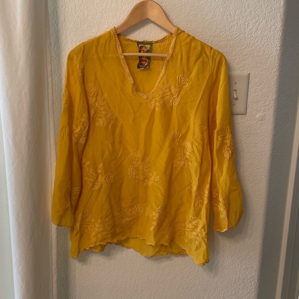 Johnny was mandi tunic top yellow blouse
